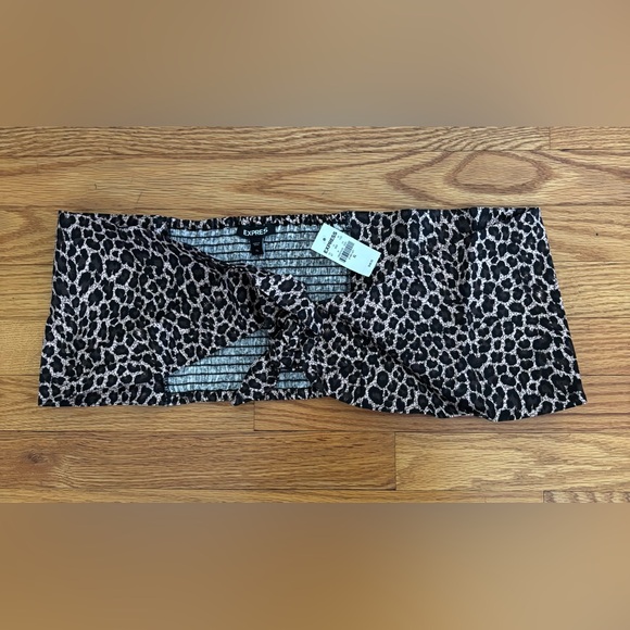 Express Tops - Express Cropped Tube Top Women’s XL Leopard Print Front Tie Casualwear New